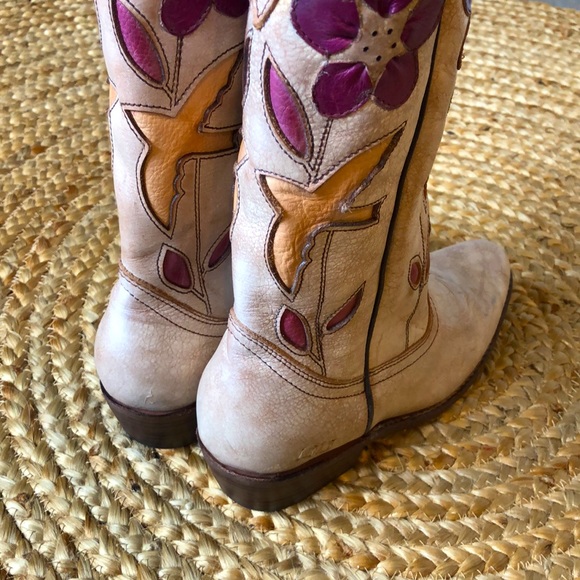 Bed Stu Cobbler Series Valencia II Western Cowboy Boots Floral Birds NEW! - Picture 7 of 11